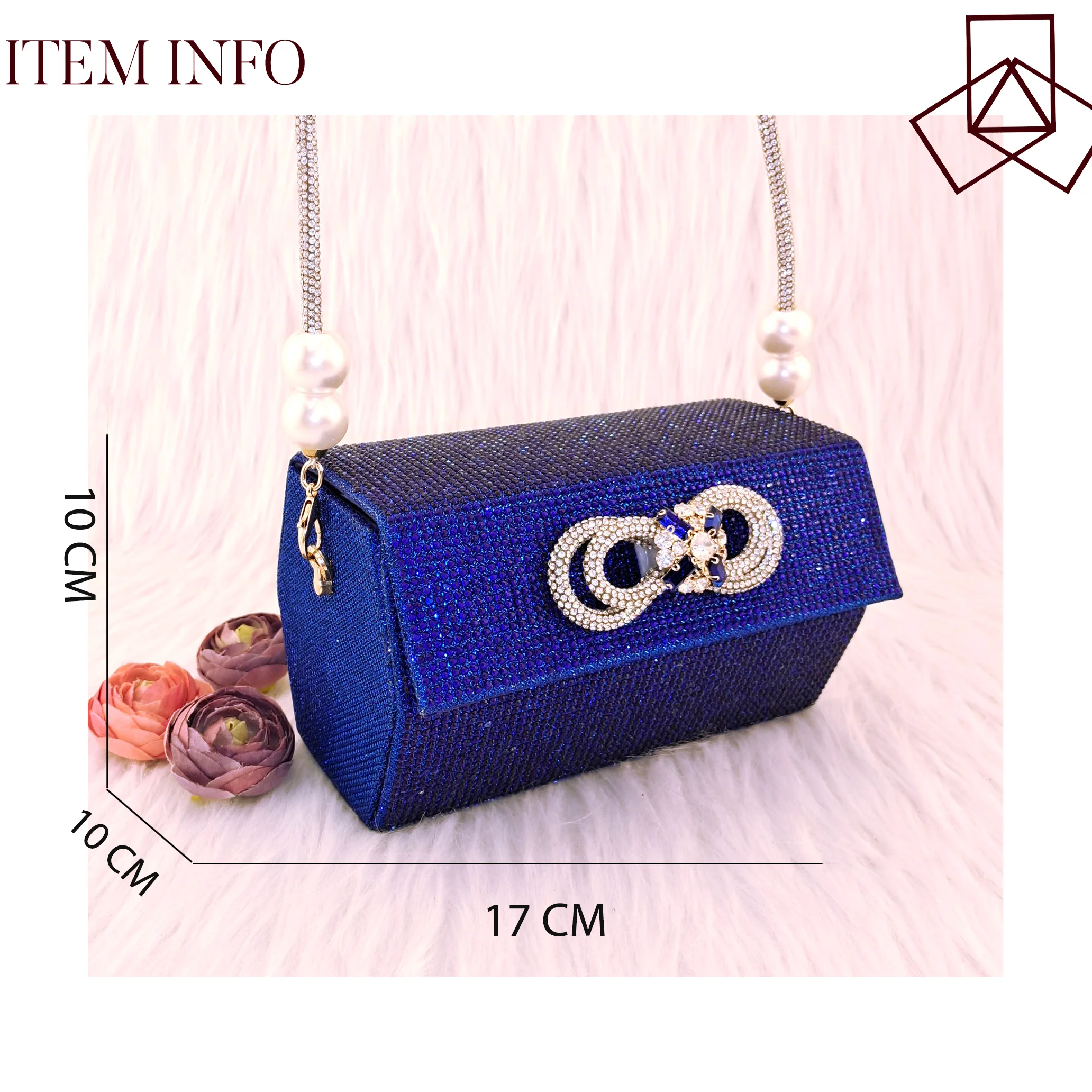 Red Diamond Clutch Commuter Bag Big Pearl Shoulder Ladies Bag Fashion Rhinestone Party Bag