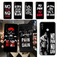 no pain no gain gym fitness phone case for huawei honor mate 10 20 30 40 i 9 8 pro x lite p smart 2019 y5 2018 nova 5t