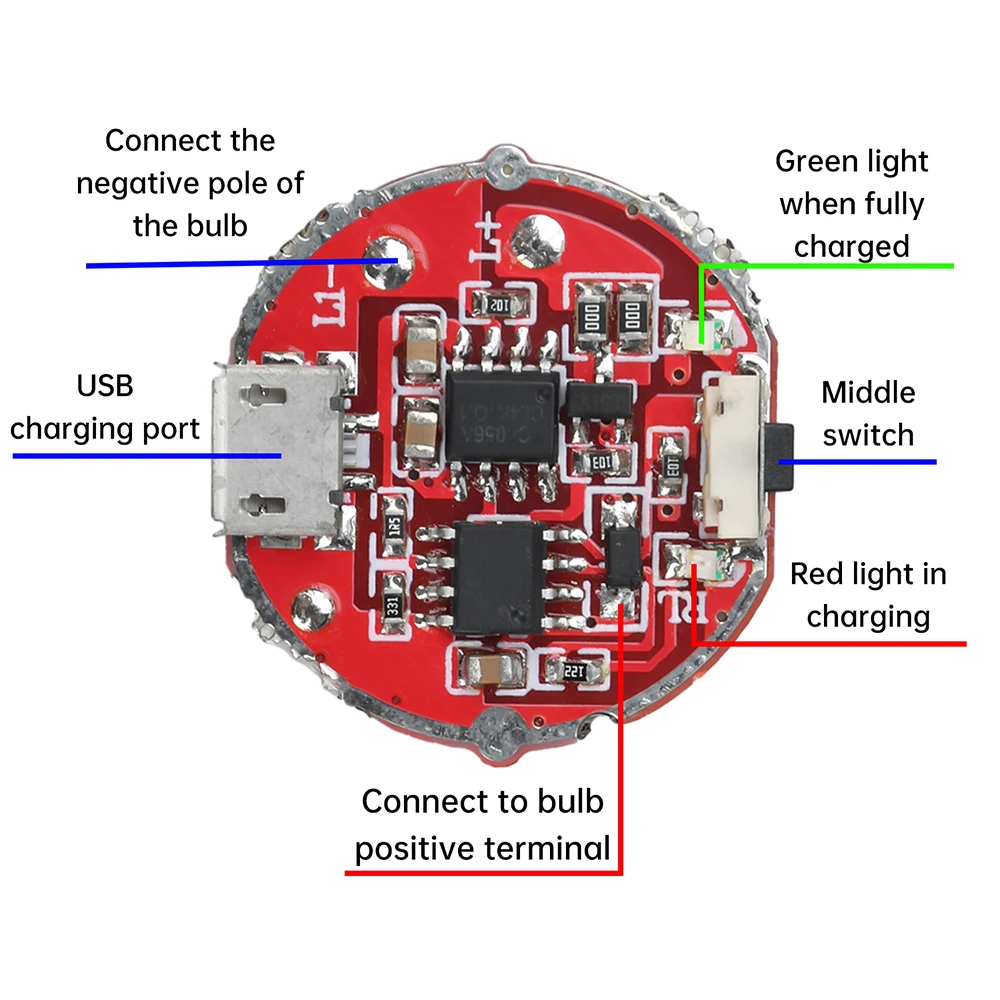 Фото Плата драйвера фонарика типа C/Micro USB «сделай сам» с переключателем яркости, регулируемая плата зарядки 10 Вт №3