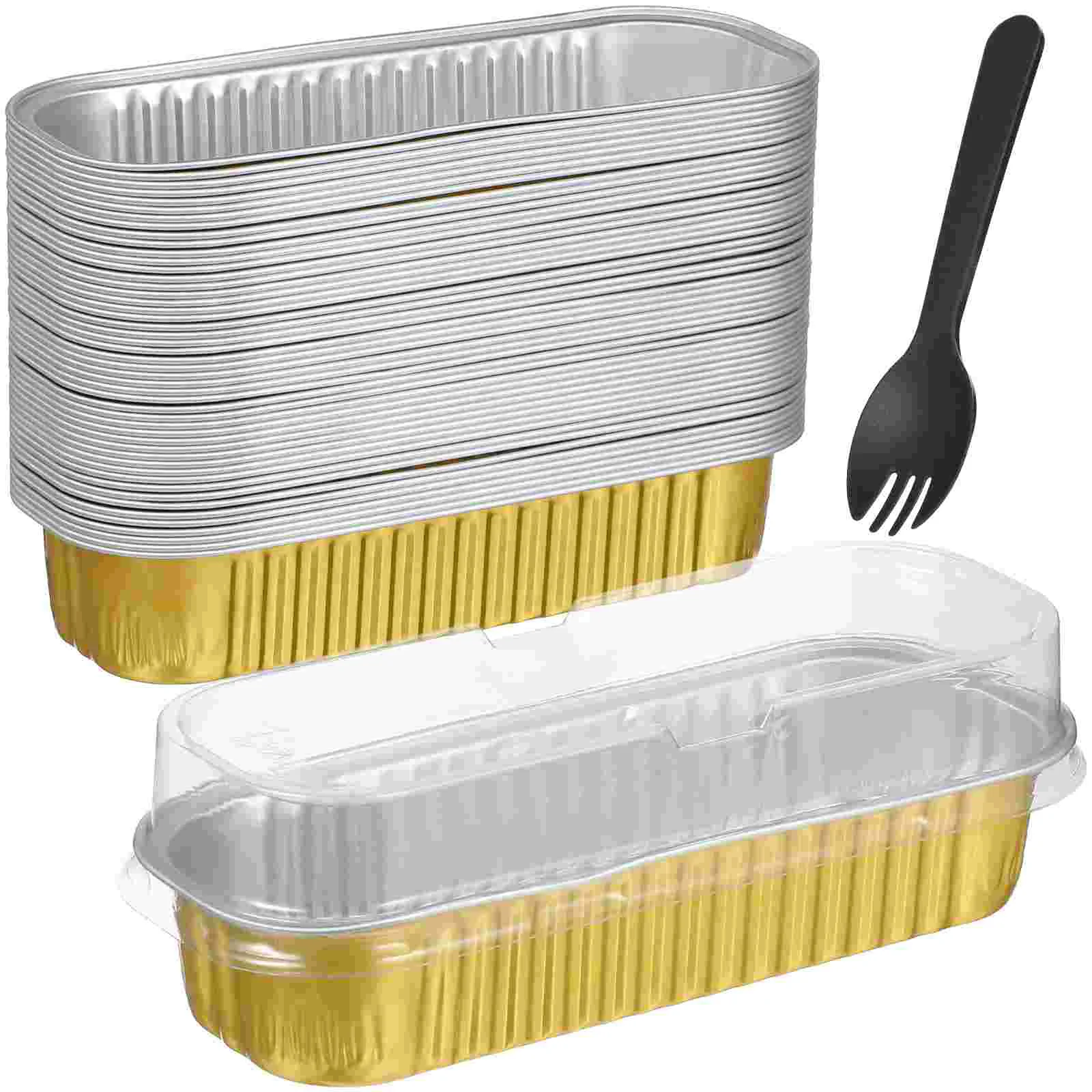 

50 Pcs Food Containers Loaf Compact Cake Baking Supplies Bread Pan Camping Aluminum Foil Accessories Mini Tins Pans