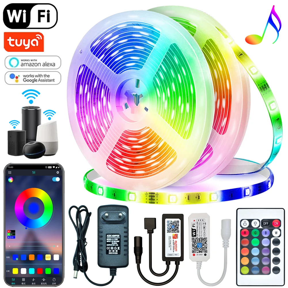 

LED Strip Lights RGB 5050 Bluetooth Wifi Control 2835 Waterproof Led Luces Flexible Ribbon Tape For TV Backlight Room Home Party