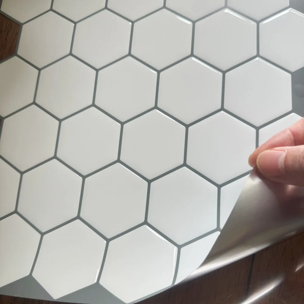 Самоклеящиеся виниловые обои самоклеящиеся с шестигранным отверстием белые