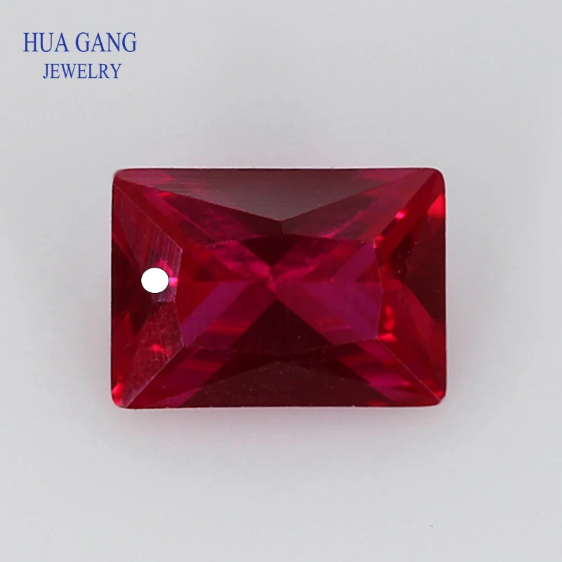 Single hole 5# Ruby Corundum Rectangle Shape Synthetic Corundum Gems stone for Jewelry making Free Shipping