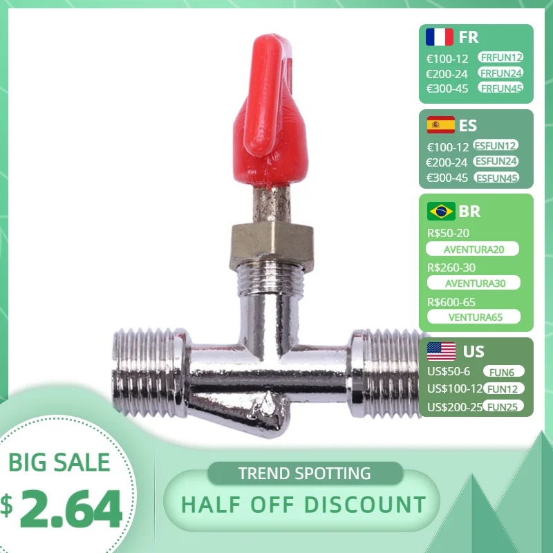 Manual Valve Three-way Handle Male Threaded Manual Valve Switch Open Close Valve 41*13*53mm