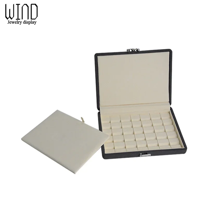 Качественная синяя коробка для хранения бриллиантов из микрофибры черный