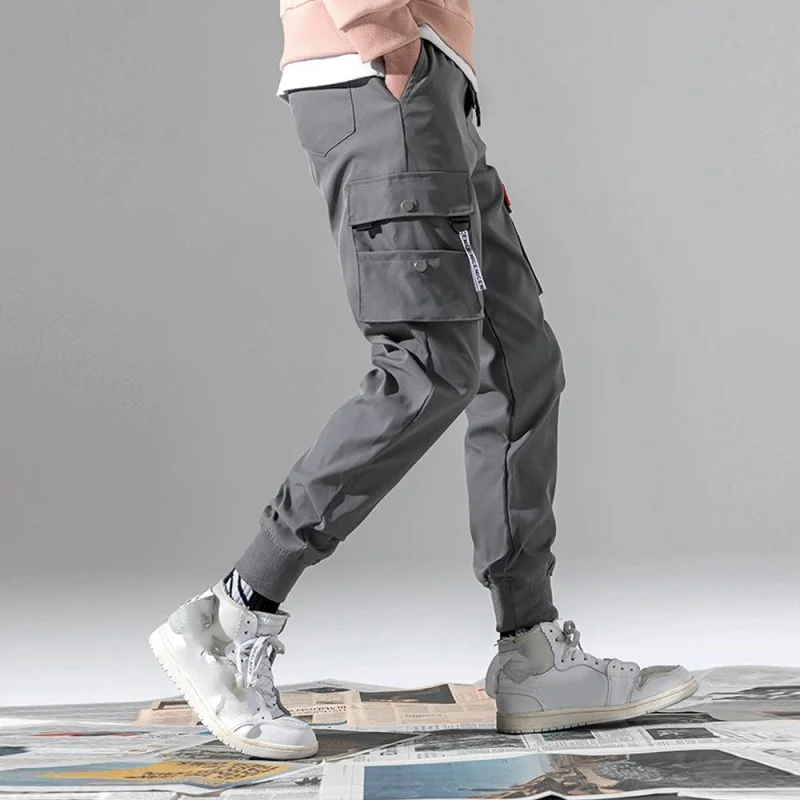 Men Casual Joggers Cargo Trousers Tactical Pants Men Solid Multi-pocket Sportswear Hip Hop 2022 Summer Plus Size Men's Cloth