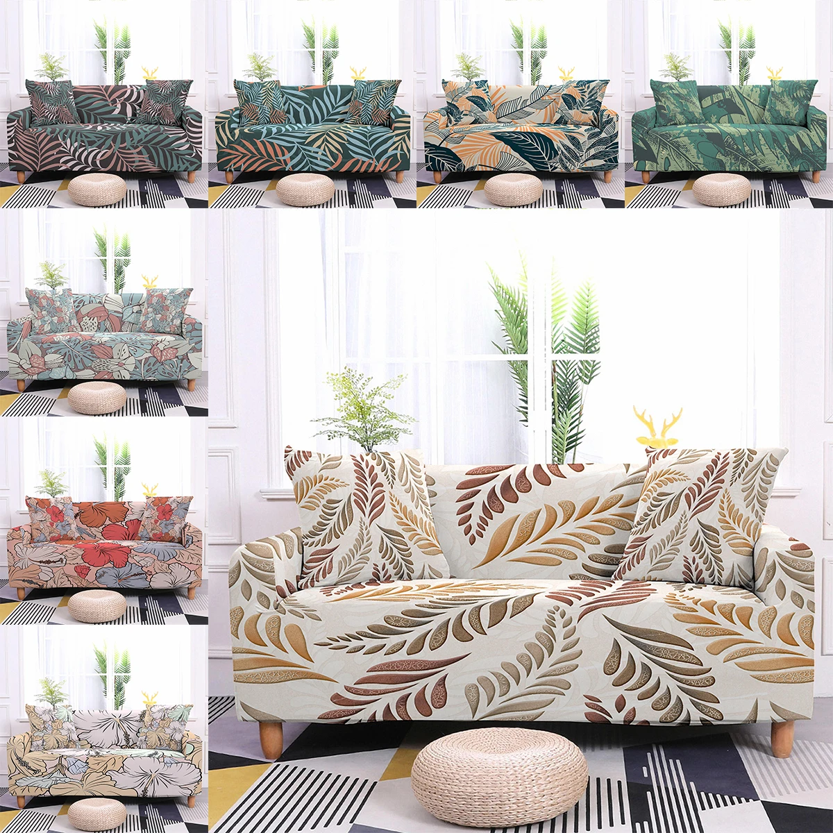 

Чехол для дивана с золотыми листьями для большого дивана Модный Ретро Чехол для дивана с рисунком пальмовых листьев и цветов пылезащитный ч...