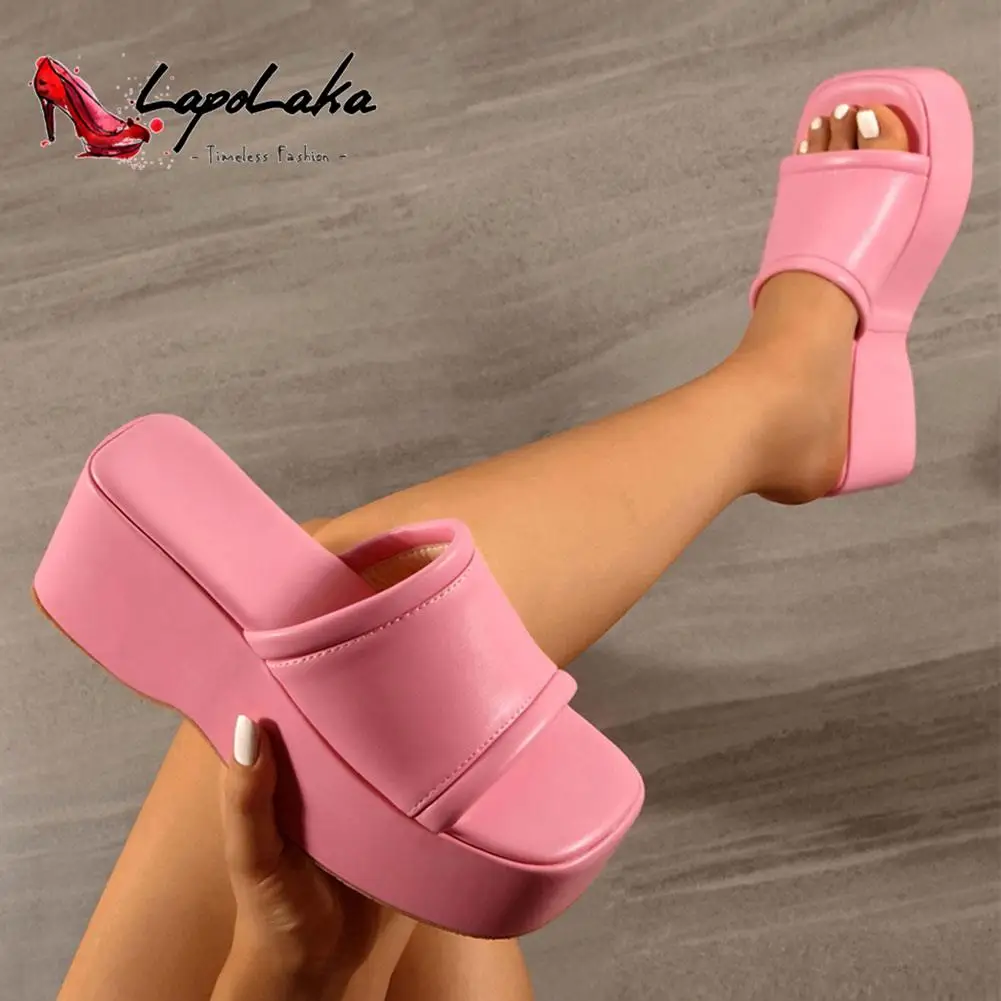 LapoLaka 2022 New Hot Super High Heel Slippers Heightening Fashion Street Outdoor Shoes All-match Comfortable Big Size Slippers
