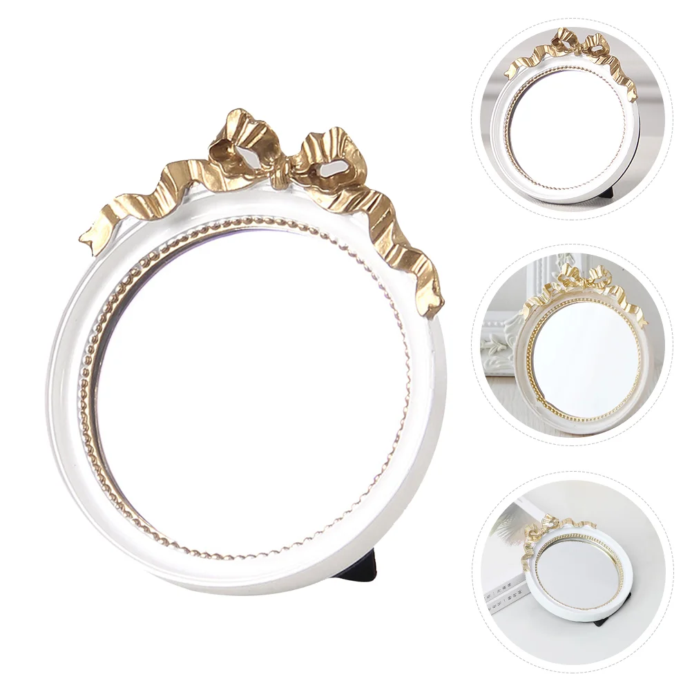 

European Style Single Side Mirror Sided Women Portable Hand-held Makeup Little Small Bowknot Purse Mirrors Resin Circular