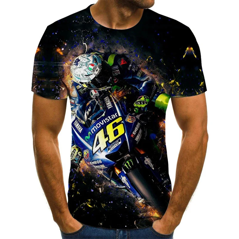 

2022 Cool Racer T Shirt Summer Fashion Top Motorcycle Graphic T Shirt 3d Print Punk Style Men T Shirt Plus Size Streetwear