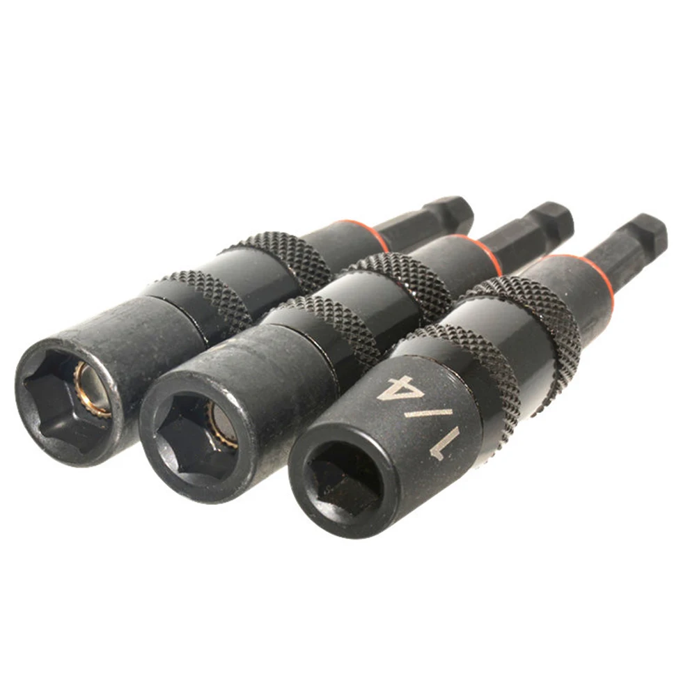 

3pcs Magnetic Socket 1/4 Hex Screw Drill Tip Quick Change Screwdriver Pivot 1/4" 5/16" 3/8" Magnetic Sleeve Socket Screwdriver