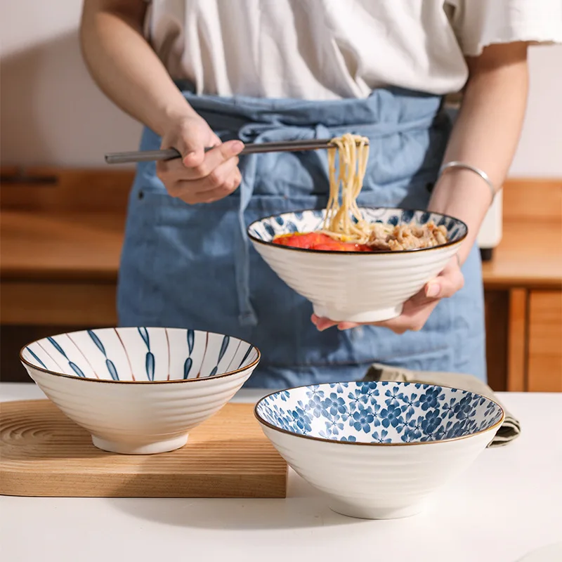 

Креативная японская керамическая чаша 8 дюймов, чаша для рамен для домашнего ресторана, чаша для рамен, чаша для лапши быстрого приготовлени...