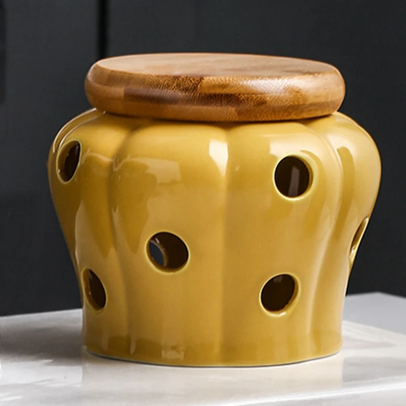 Керамическая банка для хранения чеснока с крышкой полые ажурные банки имбиря