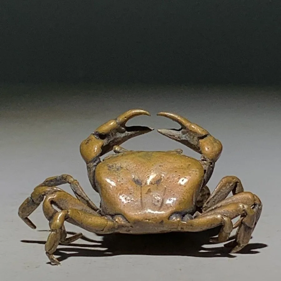 

Латунная Фигурка краба, ручной работы, миниатюрная скульптура с животными, украшение для офисного стола, домашнее украшение, ручная работа