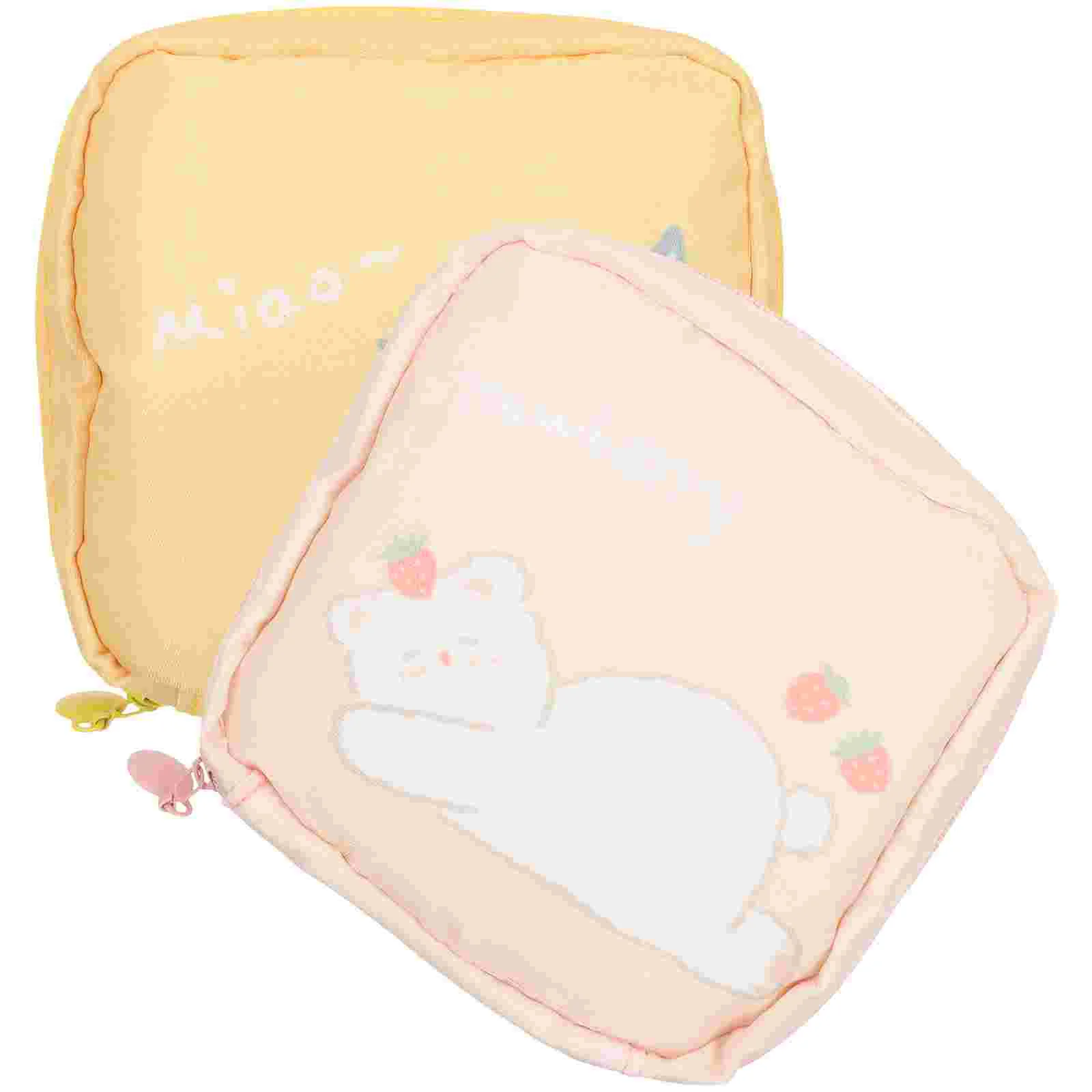 

2 Pcs Outdoor Decor Tampon Storage Bag Menstrual Pad Driving License Holder Oxford Cloth Large Bags Handles Girl