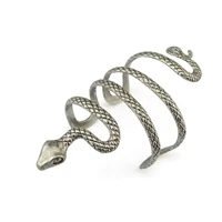 vintage silver color metal twist snake arm cuff bracelet for women brazil exaggerated mans open bangles bracelets punk jewelry