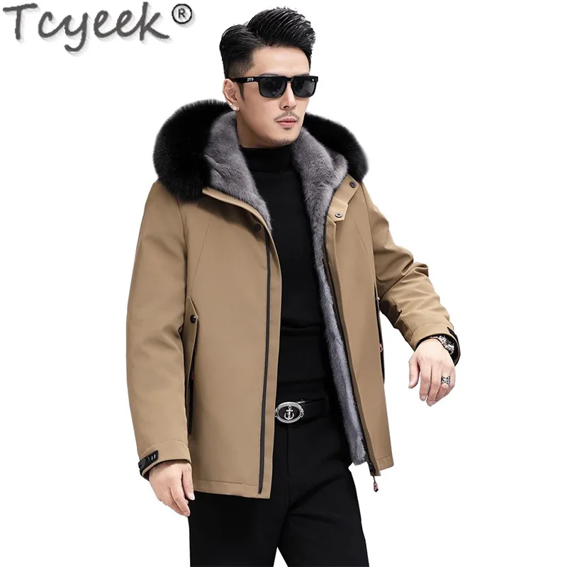 Tcyeek пальто из натурального норкового меха мужская одежда зимние куртки парка