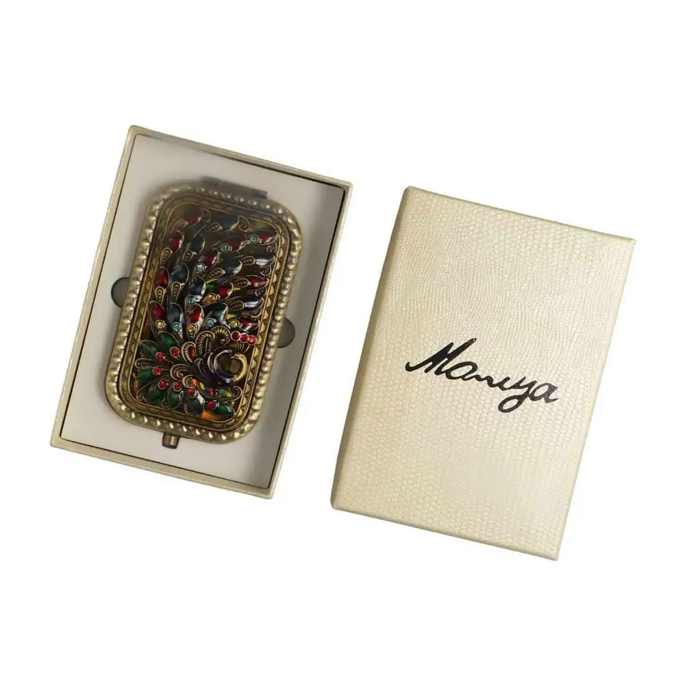 Deroration винтажное зеркало для макияжа квадратное компактное карманное с павлином