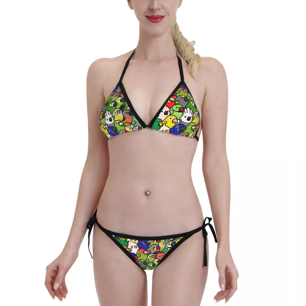 

Everybirdy Pattern Mask Swimsuit Women Bikini Push Up Sexy Bodysuit Beachwear Set Bandage Bathing Suit