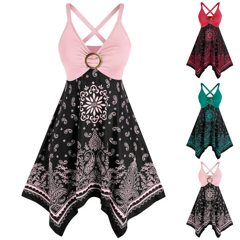 Майка женская ассиметричная с принтом Повседневная Свободная рубашка открытой