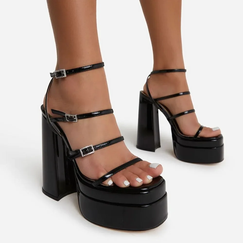 

Doris Fanny New Women Sandals Summer Shoes Sexy Narrow band High heels Platform Wedges Party Prom Chunky Shoes Gladiator sandals