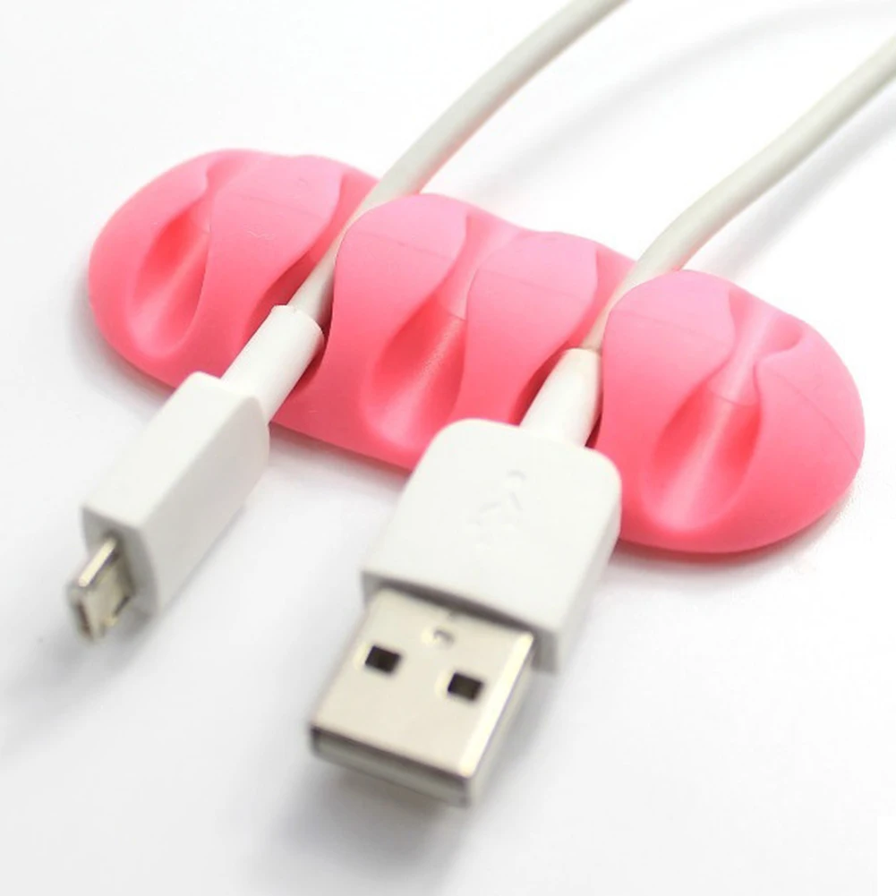 

Desktop Phone Cable Winder Earphone Clip Charger Organizer Management Wire Cord Fixer Silicone Holder 5 Slot Strip