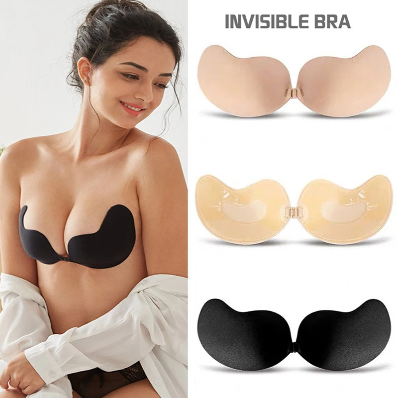 

Nude Bra Invisible Bra Push Up Chest Paste Sexy Breast Pasty Invisible NuBra Mango Silicone Chest Sticker For Women Wedding