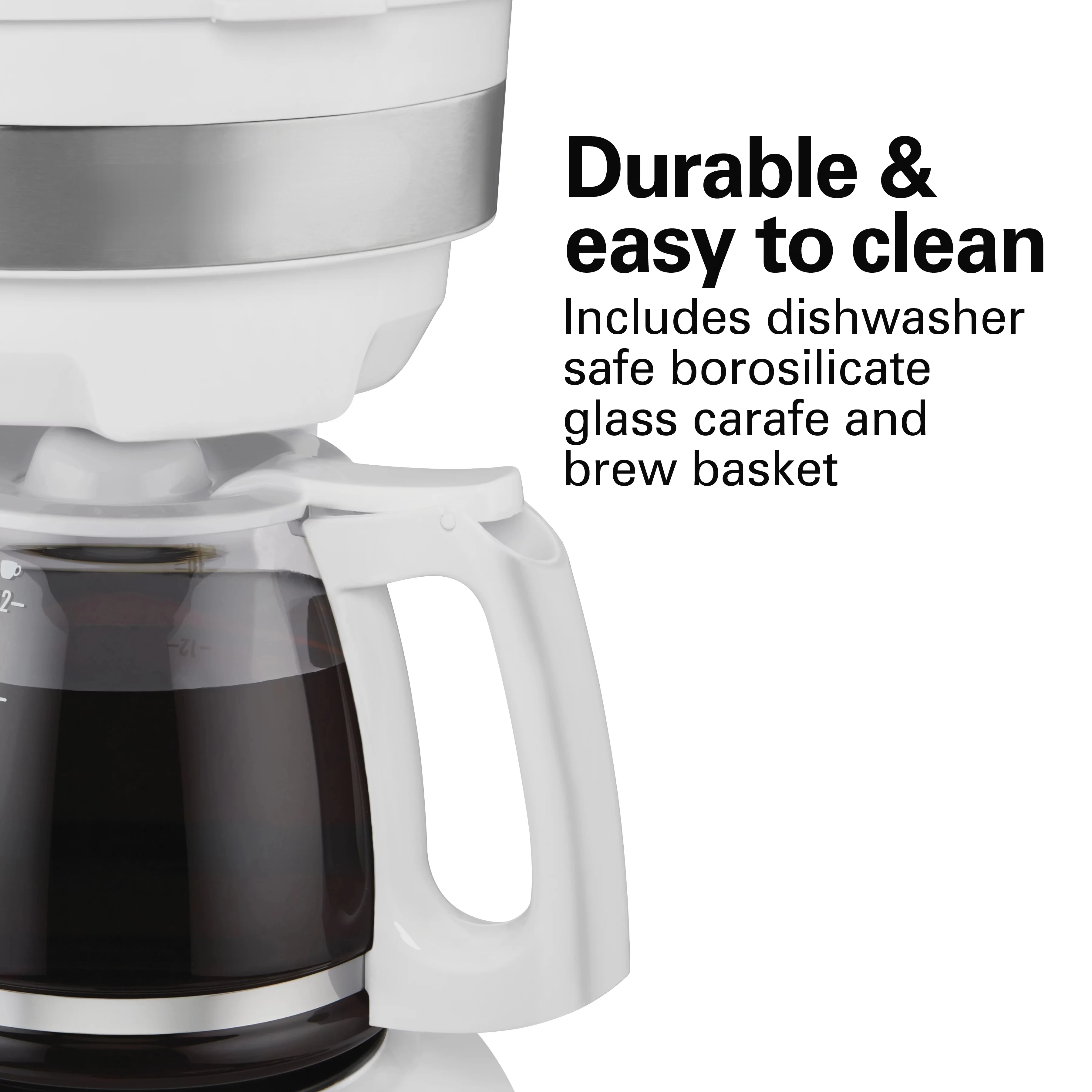 

12 Cup Coffee Maker, White, Stainless Accents, 46294