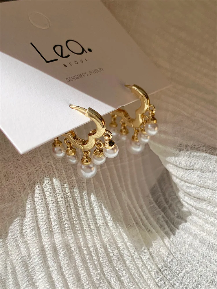 

High Fairy Exquisite Designer Earrings New Pearls Pendant Tassel Earings for Women Jewelry