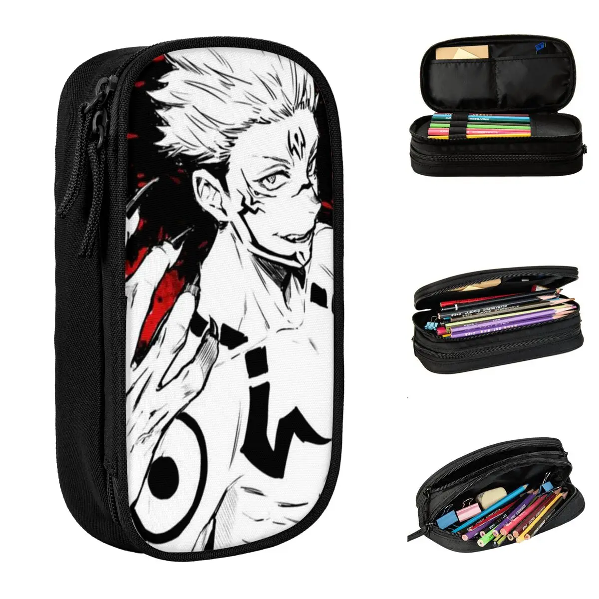 

Sukuna Pencil Cases Jujutsu Kaisen Anime Pencilcases Pen Holder for Student Large Storage Bag Students School Zipper Stationery
