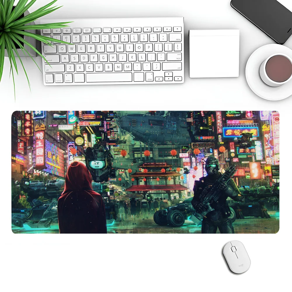 Cyberpunk Non-slip Mouse Pad Suitable For Office Computers Laptops E-sports Game Desk Mats XXL Keyboard