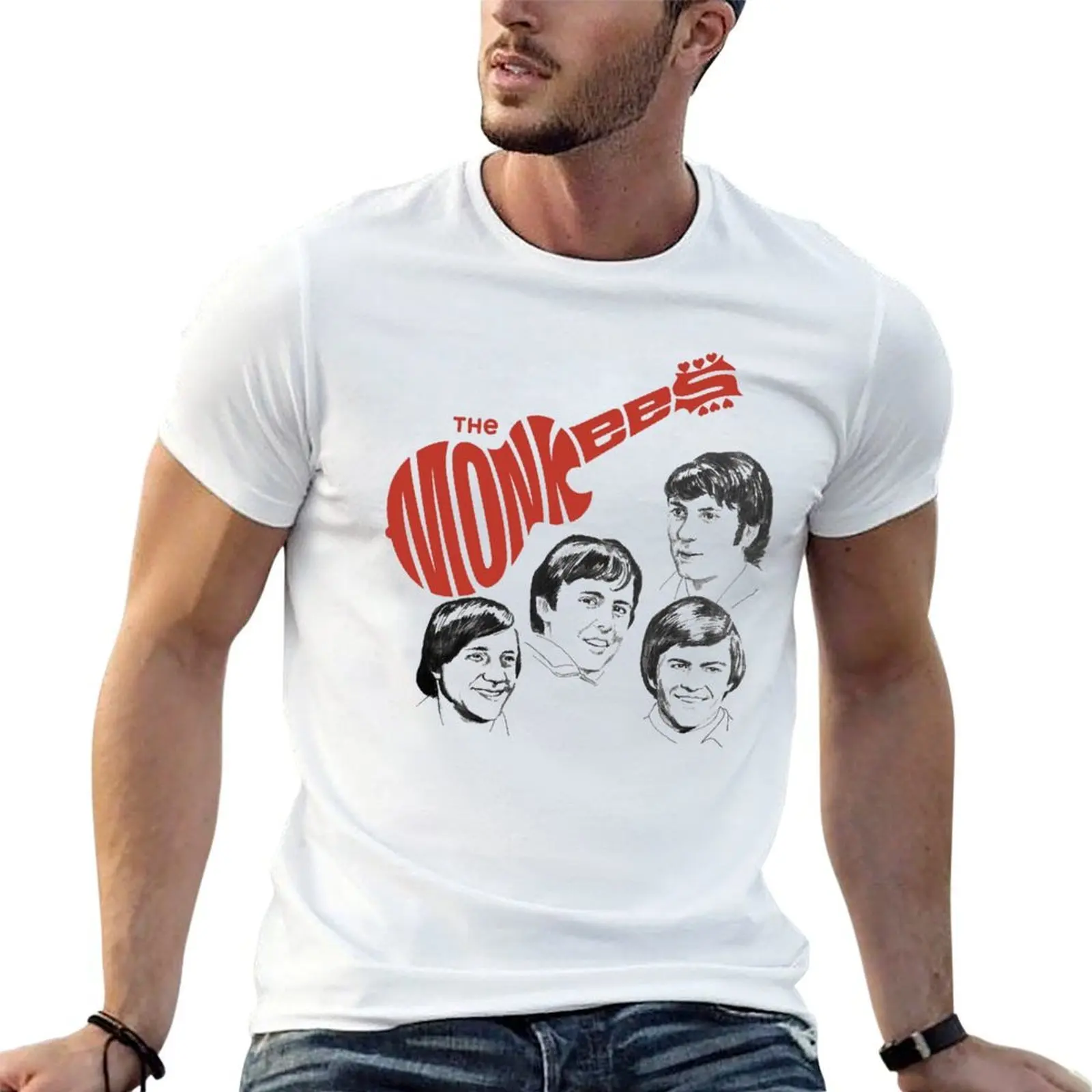Фото Футболка Monkees, мужская футболка с индивидуальным принтом, роскошные футболки для мужчин, хлопковая футболка №1