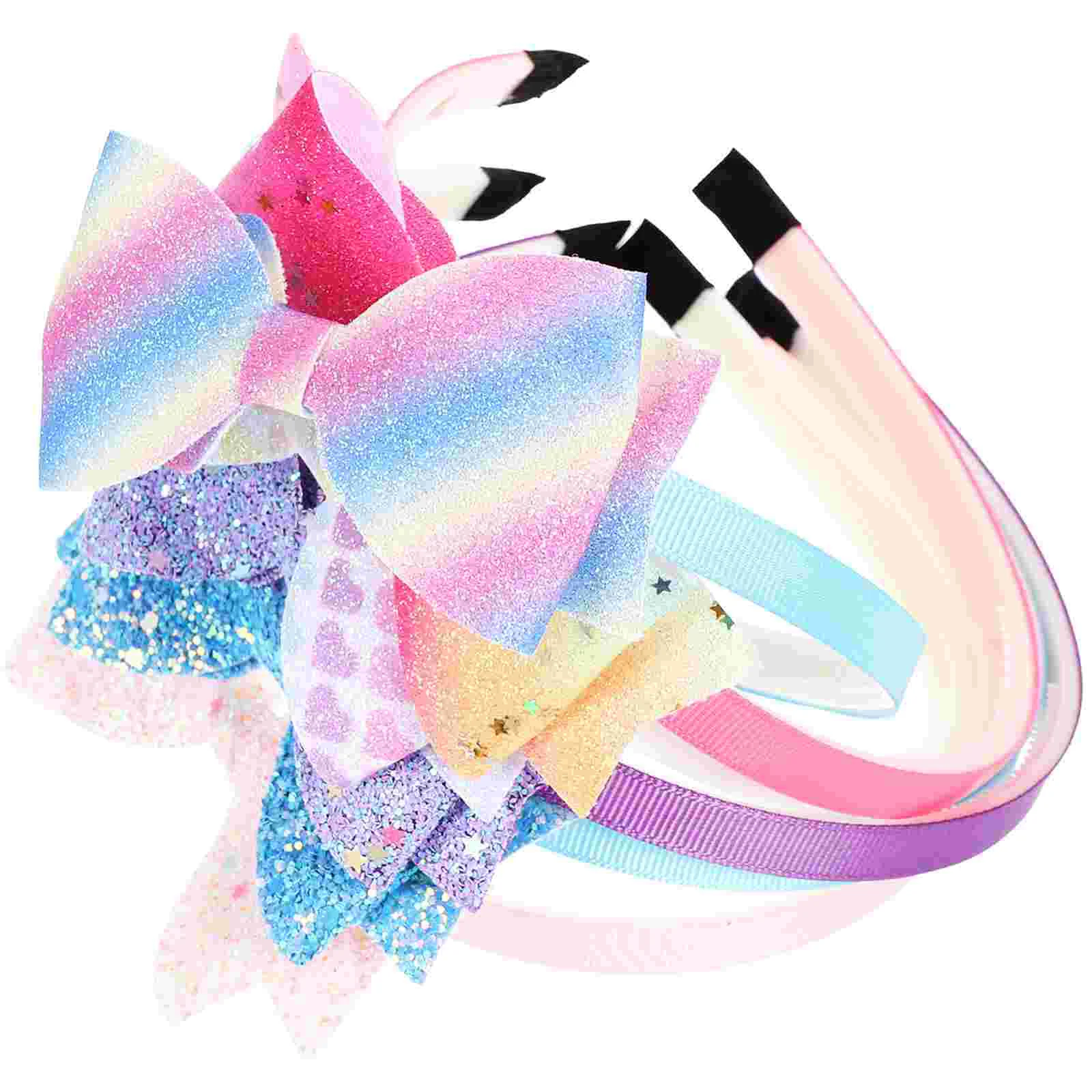 

6 Pcs Kids Hair Ties Bow Headband Sequin Hairband Girl Cute Sequins Children Plastic Toddler