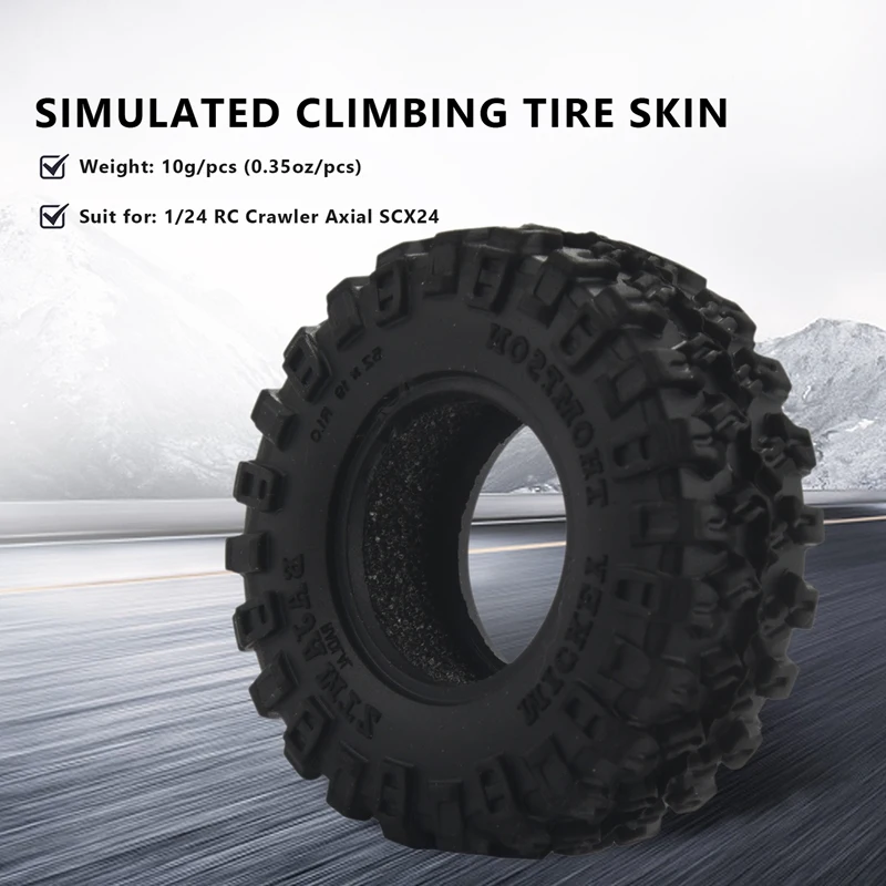 4PCS 52X17mm 1.0 Soft Rubber Wheel Tires Tyre For 1/24 RC Crawler Car Axial SCX24 90081 AXI00001 Upgrade Parts