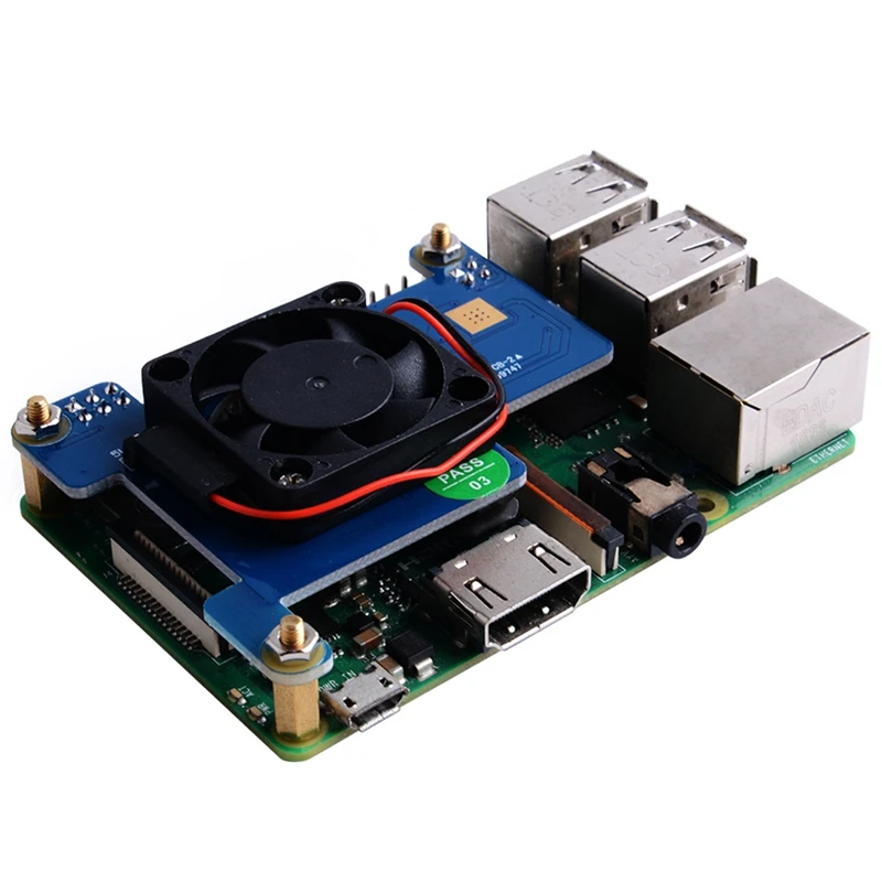

For Raspberry Pi 4B/3B+/3B POE HAT Cooling Fan Power Supply Module Ethernet Expansion Board