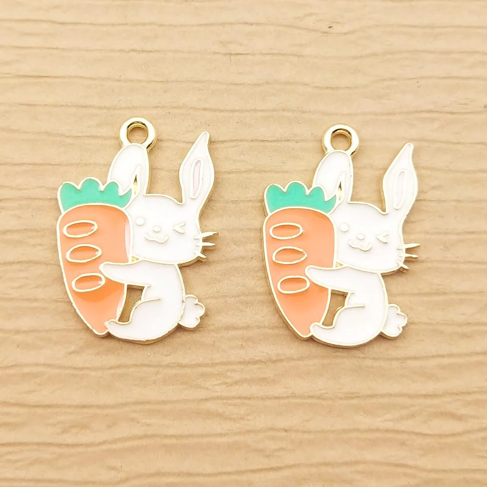 

10 шт., эмалевые подвески в виде кролика, 17 х25 мм
