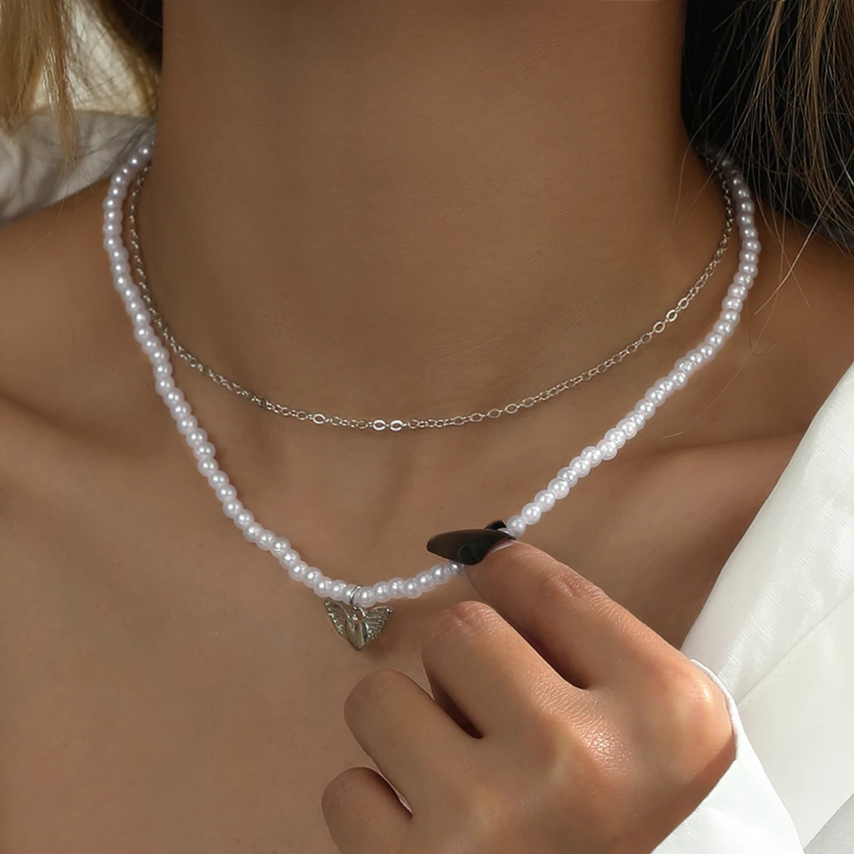 

Stillgirl Double Layer Vintage Pearl Heart Pendant Neckalce for Women Punk Beaded Chains Female Boho Jewelry Collares Para Mujer
