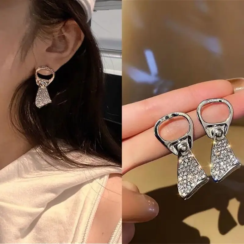 

1 Pair Fashion Crystal Earings Diamond-studded Slippers Moon Earrings Ladies Geometric Rhinestones Studs Earrings Jewelry Gift