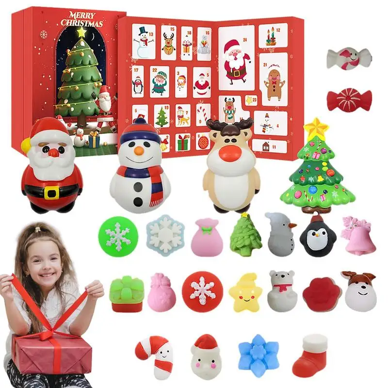 

Christmas Advent Calendar 24pcs Toy Advent Calendar Mini Squishy Toys 24 Days Of Holiday Countdown With Snowman Christmas Tree