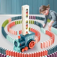 kids automatic laying domino train electric car dominoes set brick blocks kits games educational toys children diy toy boys gift