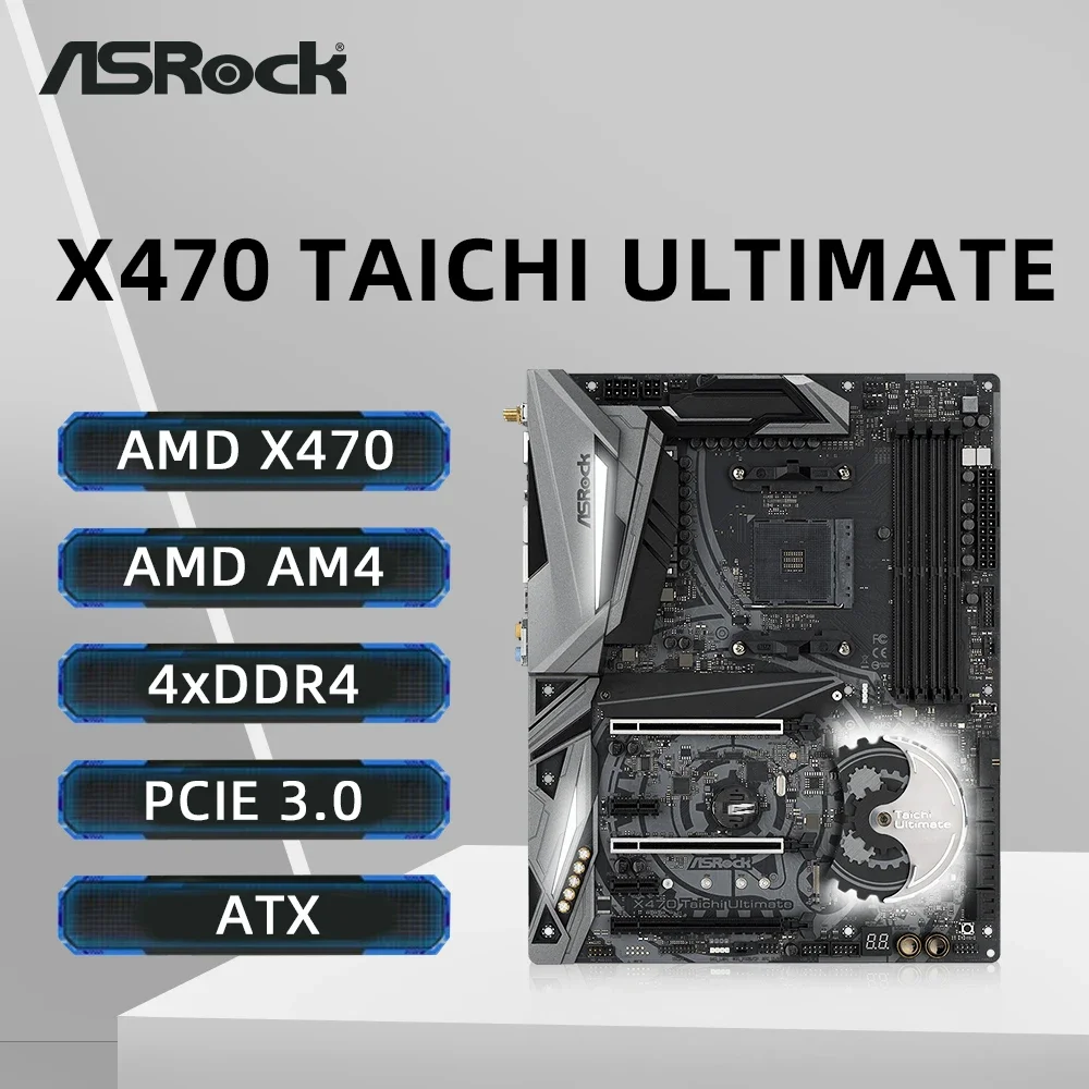 Материнская плата ASRock X470 Taichi Ultimate с поддержкой AMD Ryzen 95950X R7 5700X3D R5 5600G