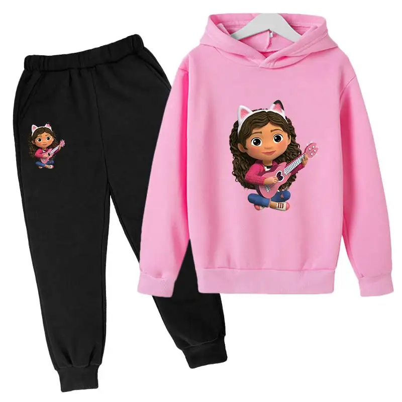 

Gabby-Sudadera con capucha para niños y niñas, ropa de casa de muñecas, conjuntos de 2 piezas, chándal bonito