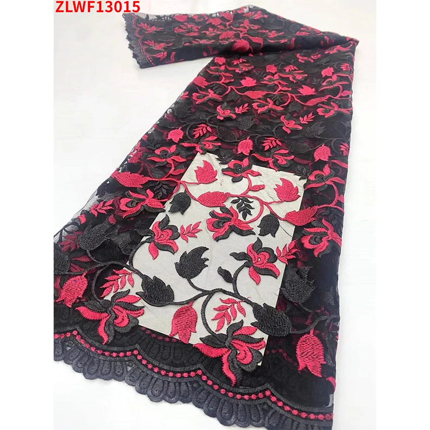 

African Embroidered lace Guaranteed Quality Ankara Tulle Mesh Lace Fabric suitable for ladies dress sewing ZLWF13015