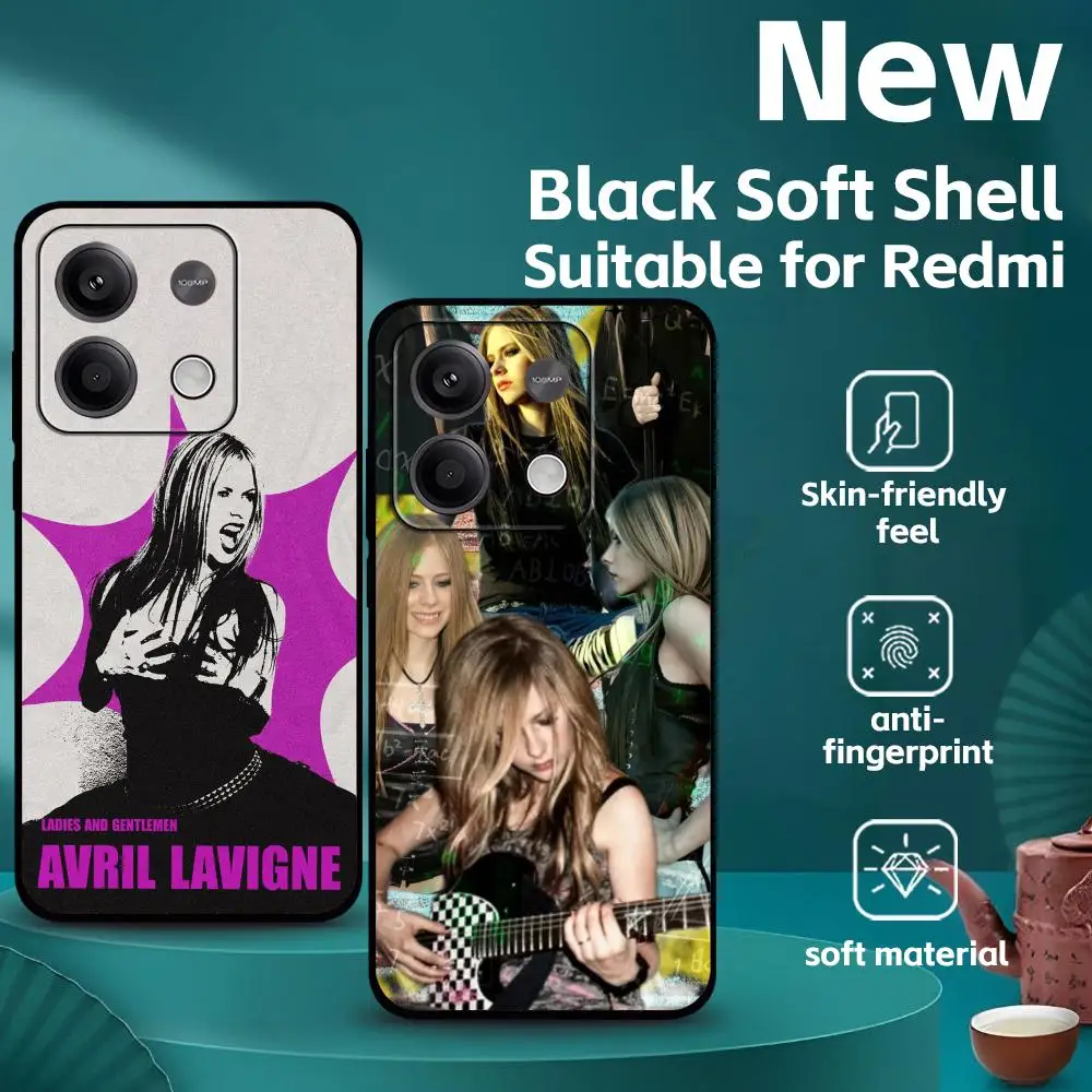 Фото Чехол для телефона Avril Lavigne для Xiaomi Redmi17 14C 13C 12C Note 15 14 13 12 Pro Plus S, мягкий черный чехол для телефона. №4