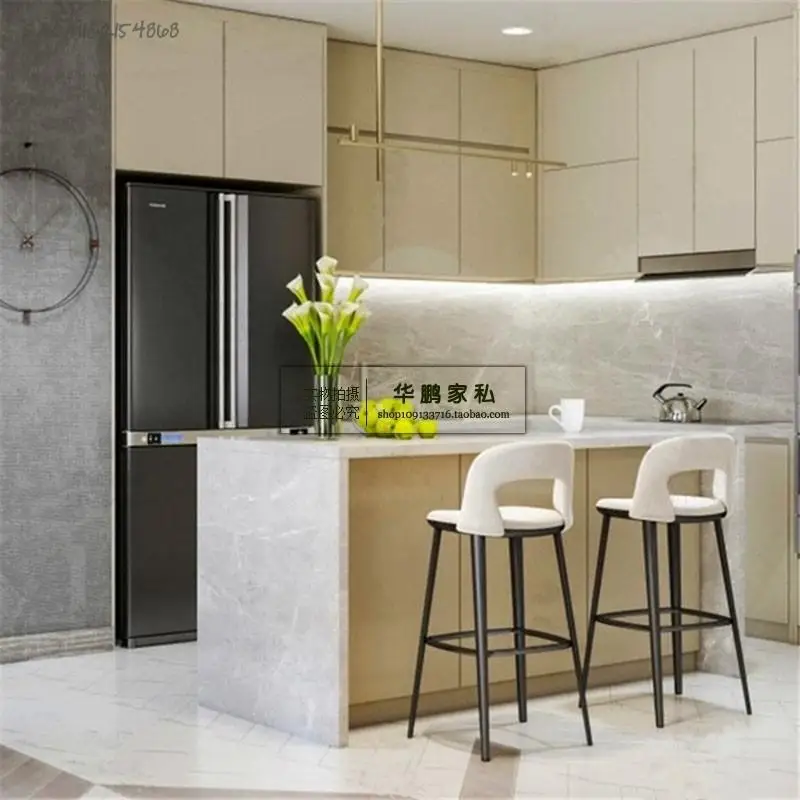 Стул барный из массива северной Европы, с подлокотниками, обтянутый тканью, в стиле легкого роскошного минимализма для современного домашнего офиса, акционное предложение на передний стол.