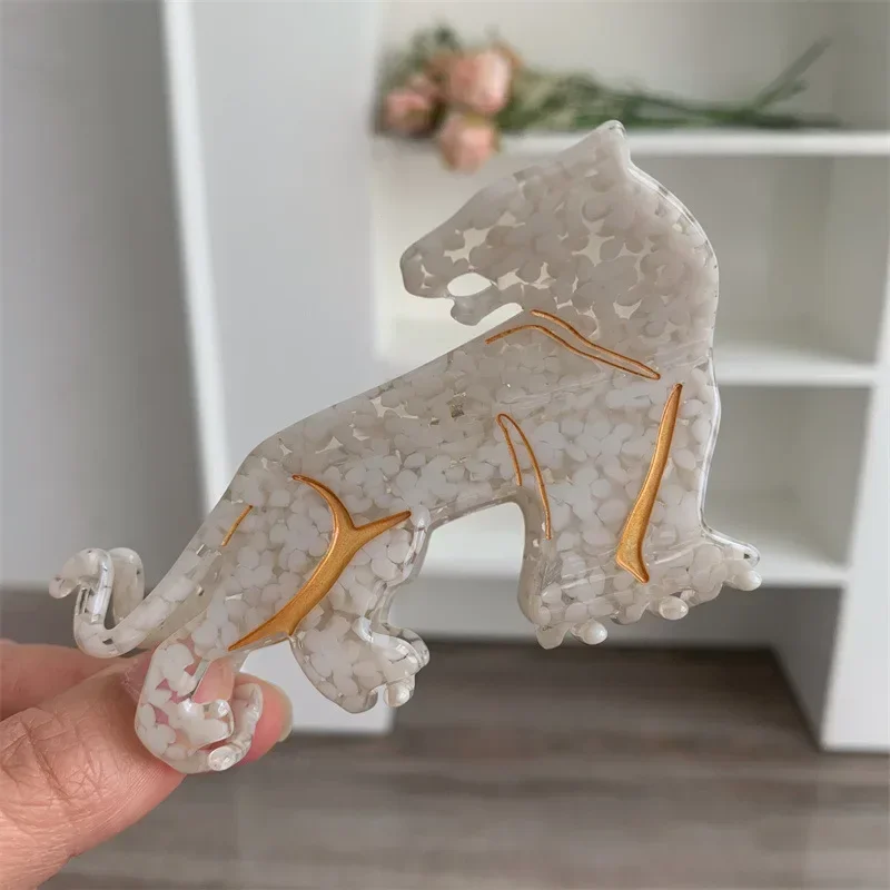 Креативный дизайн заколки для волос из ацетата с головой леопарда мультяшные