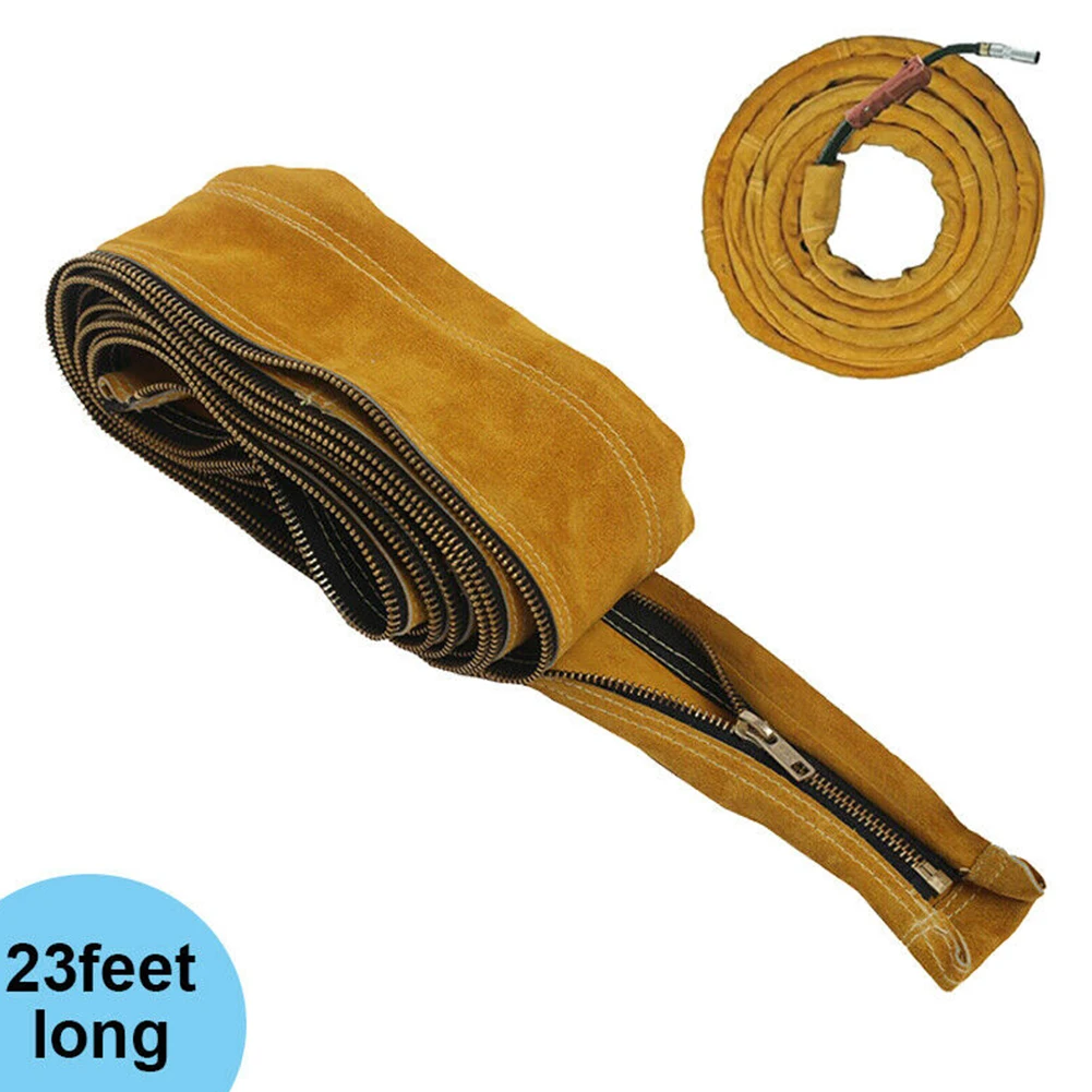 TIG Mig Cowhide Leather Welding Torch Cable Hose Cover 23ft L 4in Wide Welding Torch Cable Cover Two Layers Of Leather Cover