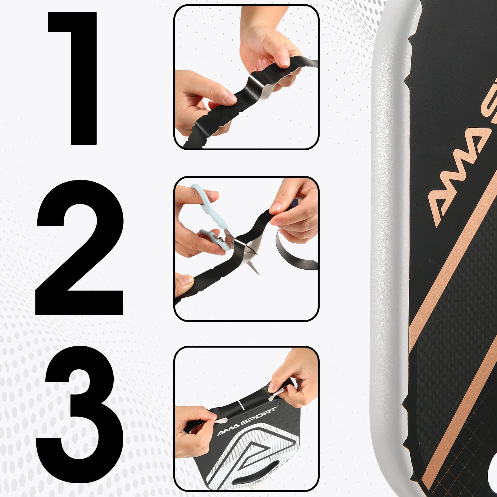 Фото Лента для защиты края ракетки AMASPORT Pickleball Paddle Edge Tape 3K PU с переплетенной текстурой, подходит для изогнутых краев, 20/23/26 мм, защитные ленты для края ракетки. №3