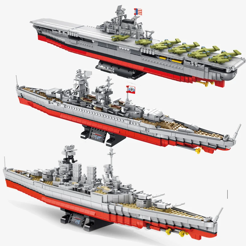 

Navy Military Ship Plane Aircrafted Carrier Warship UK Germany Battle Ship Cruiser Frigate Model Building Block Construction Toy