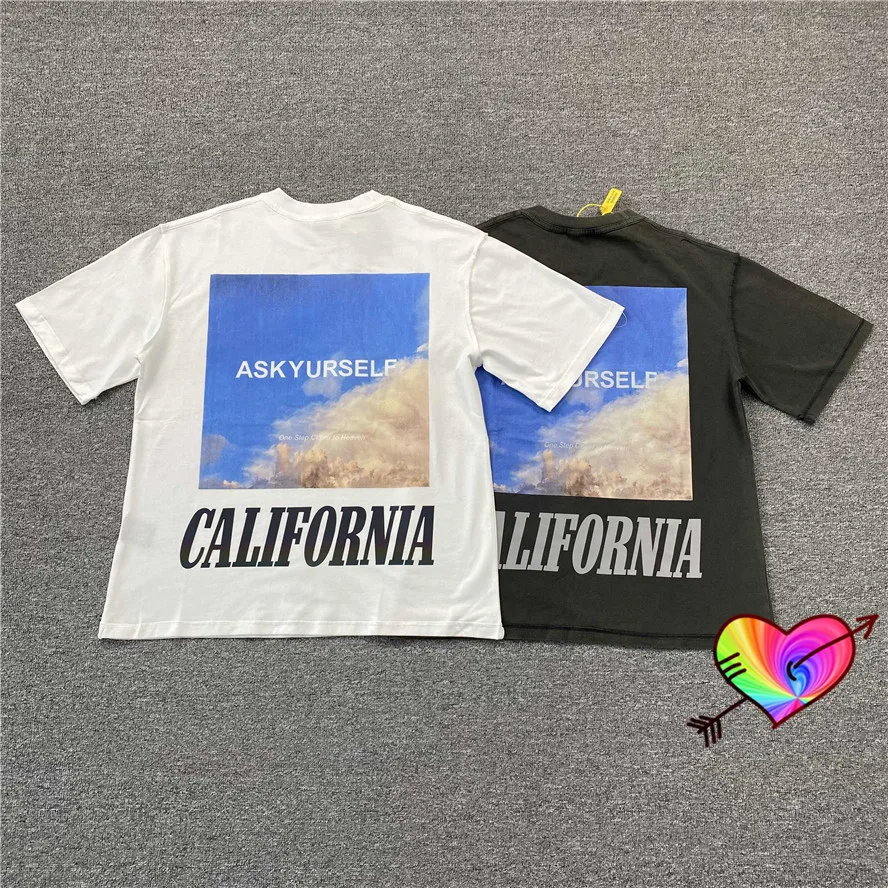 

2022ss Askyurself California Tee Men Women Sky Pattern Printed 1:1 Askyurself T Shirt Vintage Wash Tops Short Sleeve